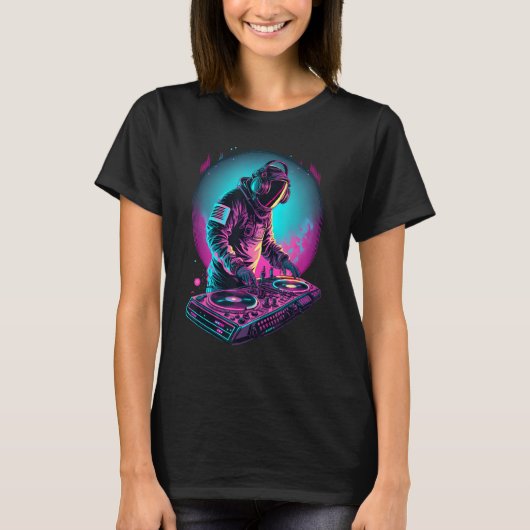 T-shirt DJ DJ de l'astronaute dans l'espace EDM cool Graph (Devant)