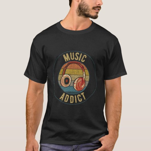 T-shirt Dj Headphone Music Addict Musique (Devant)