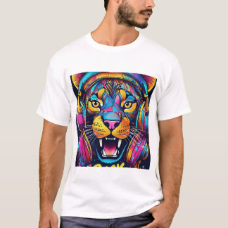 T-Shirt DJ Lion - Où les Beats Rencontrent le Sauv