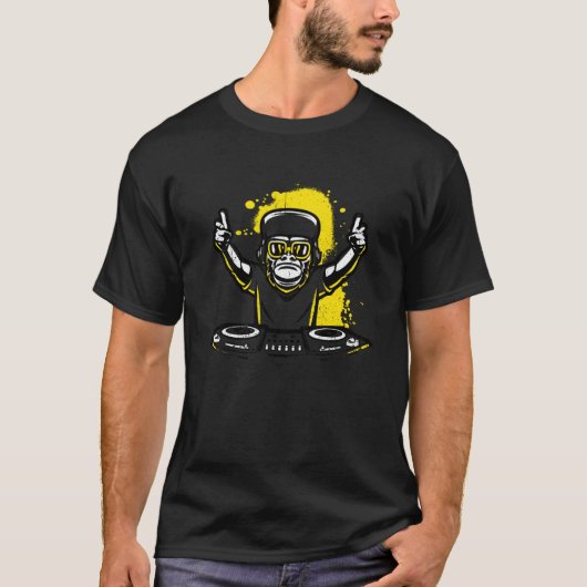 T-shirt DJ Monkey Music Party Fun Sunglaces Fun Dancing C (Devant)