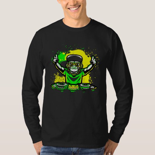 T-shirt DJ Monkey Music Party Fun Sunglasses Dance Party M (Devant)