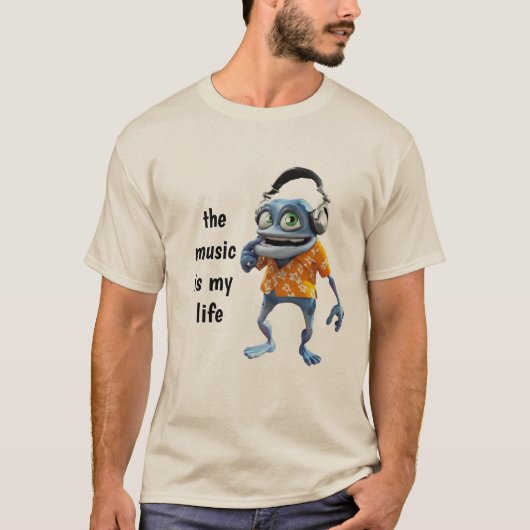 T-shirt DJ musique folle grenouille (Devant)