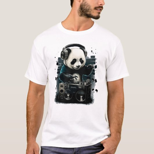 T-shirt Dj Panda Avec Casque Musique (Devant)