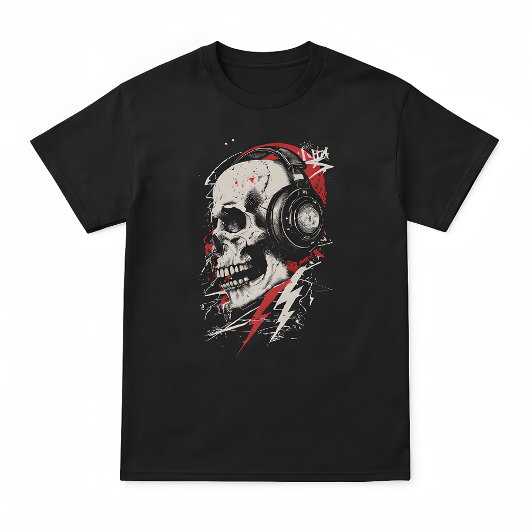 T-shirt DJ Skull Headphones Lightning Music Electronic Got