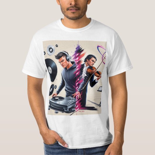 T-shirt Dj sur chemise imprimée (Devant)