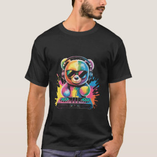 T-shirt DJ Teddybear sur platines EDM Synthétiseur Rave Mu