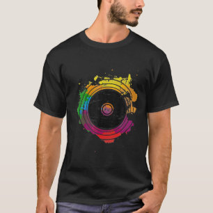 T-shirt Dj Vintage rétro de la plaque d'aquarelle de T-sh