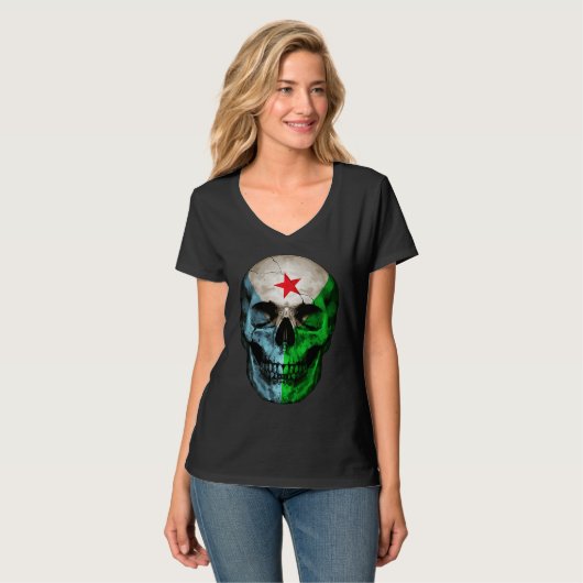 T-shirt Djibouti Flag Skull Djibouti Roots Proud Patriotic (Devant entier)
