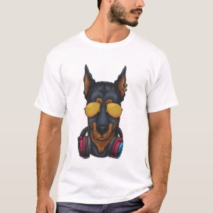 T-shirt Dobberman Moderne Blanc et Noir Art tendance