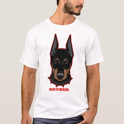 T-shirt Doberman Ajouter un nom Mascotte Hommes (Devant)