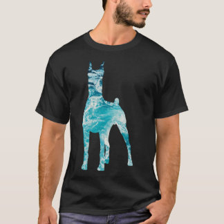 T-shirt Doberman Bleu Ocean Doberman Doberman Chien Silhou