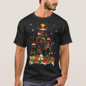 T-shirt Doberman Chien Noël Arbre Lumières Noël Chapeau de (Devant)