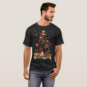 T-shirt Doberman Chien Noël Arbre Lumières Noël Chapeau de (Devant entier)