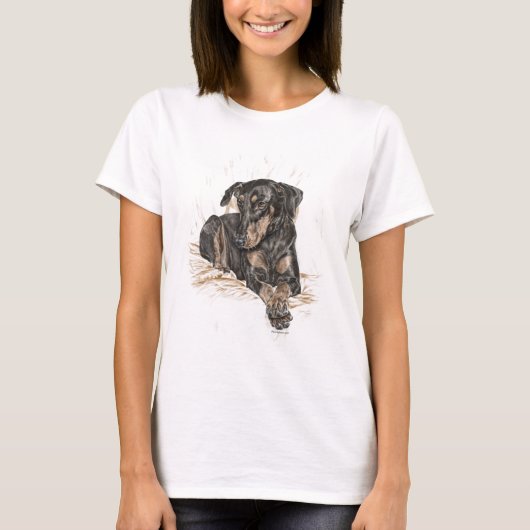 T-shirt Doberman Chien oreilles naturelles (Devant)