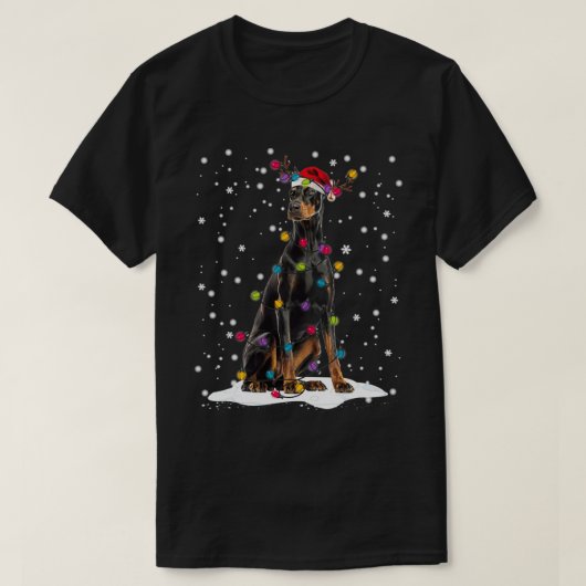 T-shirt Doberman Christmas Tree Light Pyjama Doberman Chie (Design devant)