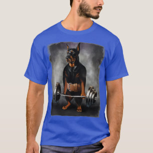 T-shirt Doberman Doberman Dog Muscle pluie avec Barbell Sh