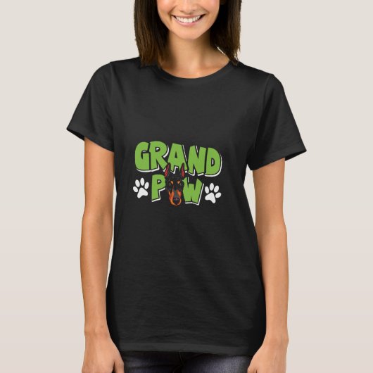 T-shirt Doberman GRAND PAW Chien propriétaire Dobies Chien (Devant)