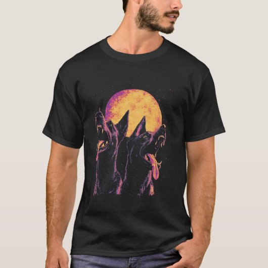 T-shirt Doberman Hurle à la Lune (Devant)
