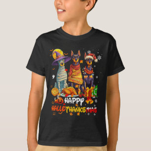 T-shirt Doberman Joyeux Hallothanksmas Amoureux des Chiens