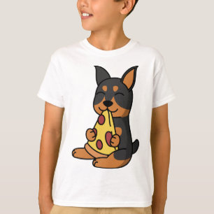 T-shirt Doberman Manger Pizza Chien