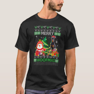 T-shirt Doberman Pinscher Chien Joyeux Woofmas Noël Cos