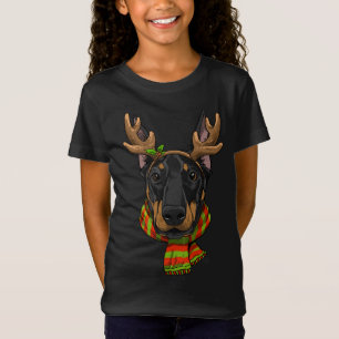 T-Shirt Doberman Pinscher Chien Noël Père Noël Clause Rein