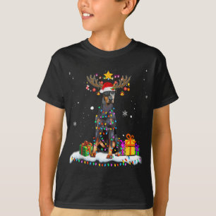 T-shirt Doberman Pinscher Christmas Reindeer Christmas Lig