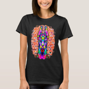 T-shirt Doberman Pinscher Coloré Briques Pop Doberman Chio