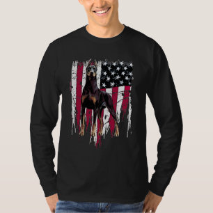 T-shirt Doberman Pinscher Drapeau américain États-Unis