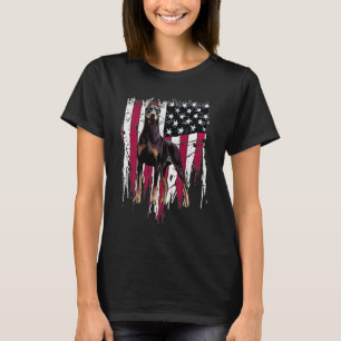 T-shirt Doberman Pinscher Drapeau américain États-Unis