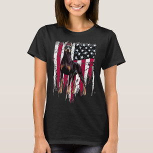 T-shirt Doberman Pinscher Drapeau Américain Usa Incroyable