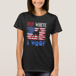 T-shirt Doberman Pinscher Drapeau Américain USA Rouge Blan