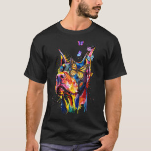 T-shirt Doberman Pinscher Éclaboussure Papillons Chien