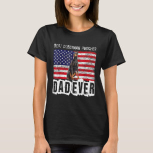 T-shirt Doberman Pinscher Papa Américain Drapeau Propriéta