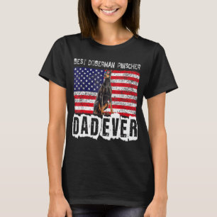 T-shirt Doberman Pinscher Papa Américain Drapeau Propriéta