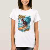 T-shirt Doberman Pinscher Surfer À cheval Vague Tropicale (Devant)