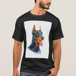 T-shirt Doberman Pinscher Watercolor Art