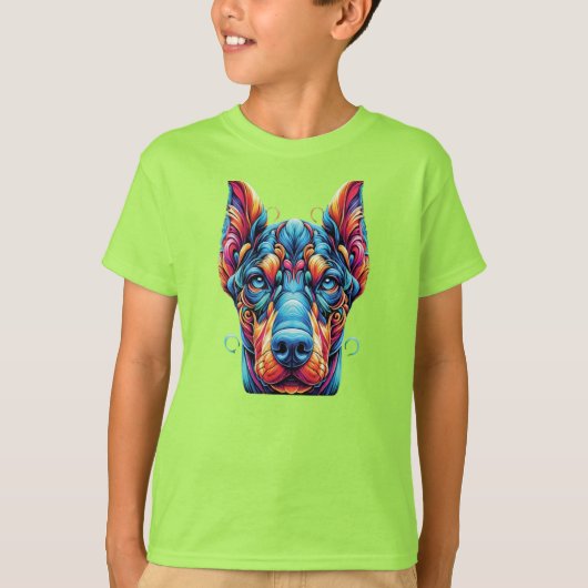 T-shirt Doberman Rainbow coloré (Devant)