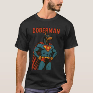 T-shirt Doberman Super-héros Branché Style Comic Vintage