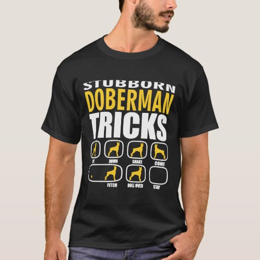 T-shirt Doberman têtu Tricks drôle (Devant)