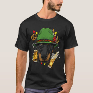 T-shirt Dobermann Oktoberfest Chien Lederhosen Bière allem
