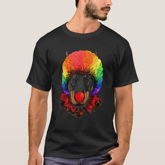 T-shirt Dobermann Pinscher Clown Carnival Cirque Personnel (Devant)