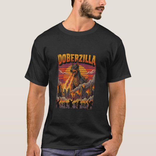 T-shirt Doberzilla Géant Doberman Chien Monstre Parodie de (Devant)