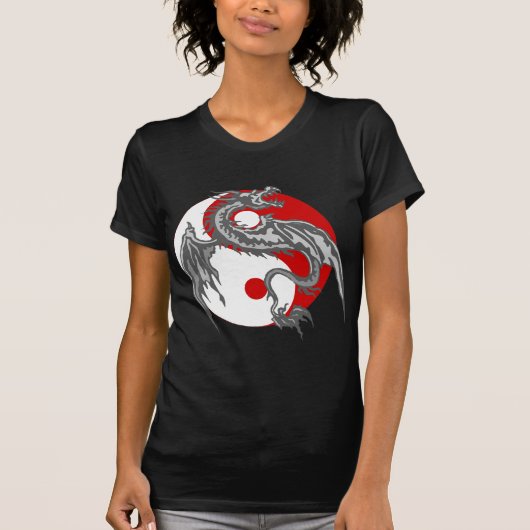 T-shirt d'obscurité de Yin Yang de dragon (Devant)