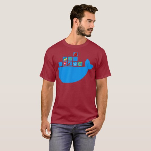 T-shirt Docker React Node Js Ruby Rail Python Hackathon (Devant entier)