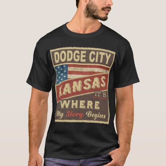 T-shirt DODGE, KS C'est là que commence mon histoire (Devant)