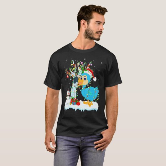 T-shirt Dodo Bird Xmas Tree Lighting Santa Hat Dodo Christ (Devant entier)