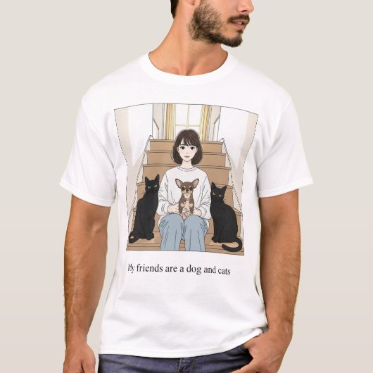 T-shirt Dog and Cats Are My Friends (Devant)