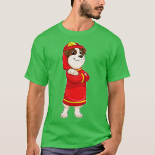 T-shirt Dog as Firefighter with Helmet