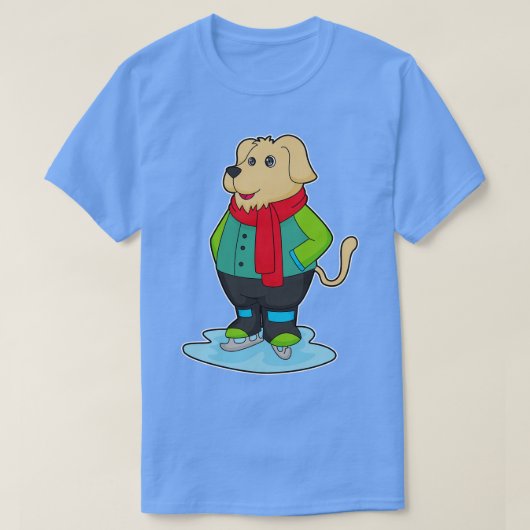 T-shirt Dog at Ice skating with Ice skates (Design devant)